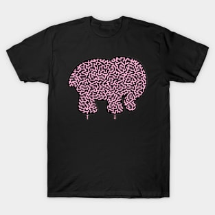 Elephant Shaped Pink Maze & Labyrinth T-Shirt T-Shirt